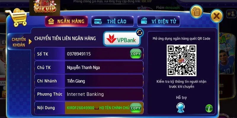 Nạp tiền Rikvip Hình thức nạp tiền bằng thẻ cao thuận tiện rất chi tiết